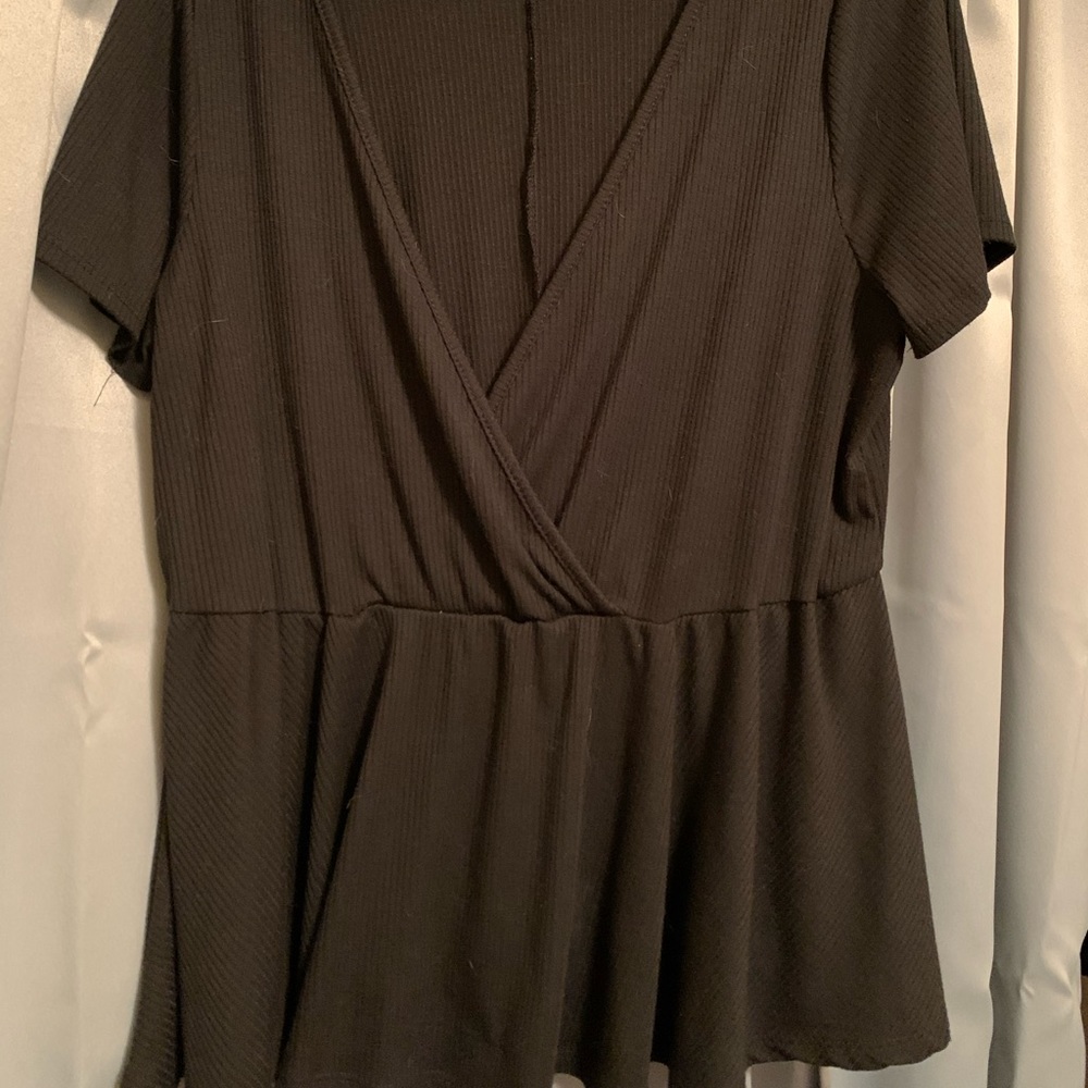 Black Ribbed Blouse - Picture 2 of 3